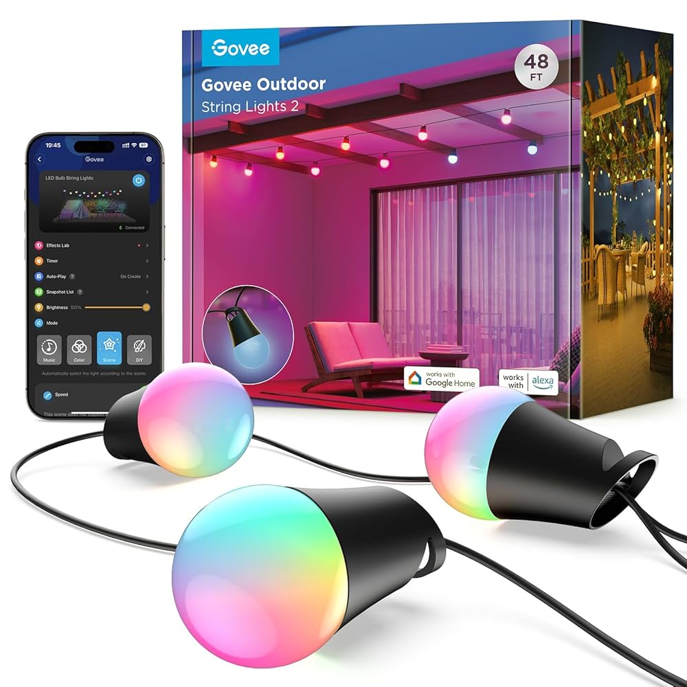Govee Smart Outdoor String Lights 2, 48ft Outdoor Lights